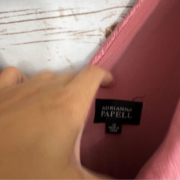 Adrianna Papell Pink Brown Layered Tiered Tank Formal Dress Shutter Pleat - Picture 3 of 5